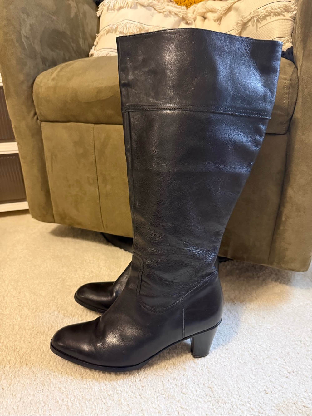 Eddie Bauer Classic Black Leather Knee-High Women's Boots wide calf